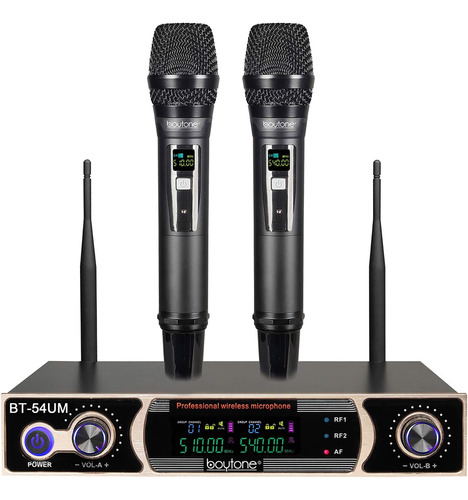 Boytone Bt-54um Sistema De Micrófono Inalámbrico Uhf Dual Di