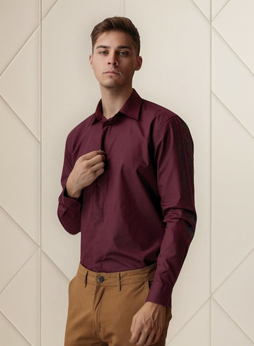 Camisa Clásica De Vestir De Hombre Bpremium Ccuello Italiano