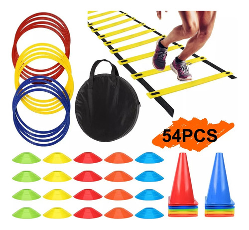 Kit Entrenamiento 20 Conos + 20 Platos + 12 Aros + 1escalera