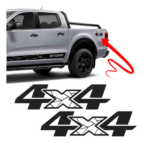 Adesivo Faixa Aplique Lateral Emblema 4x4 Ranger Storm