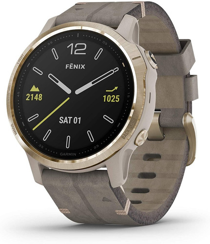 Garmin Fenix 6s Zafiro Correa Cuero Gris 42mm Reloj