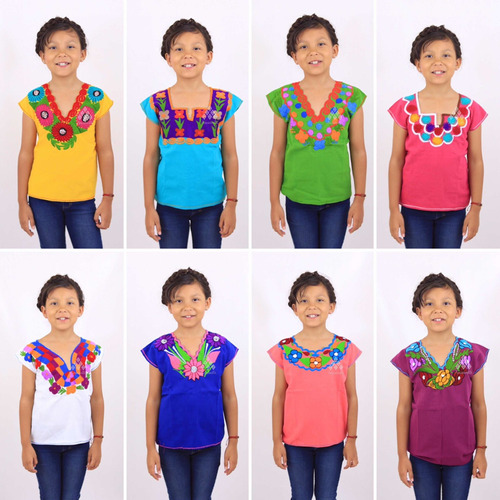 Lote De 12 Blusas Artesanales Mexicanas De Niña