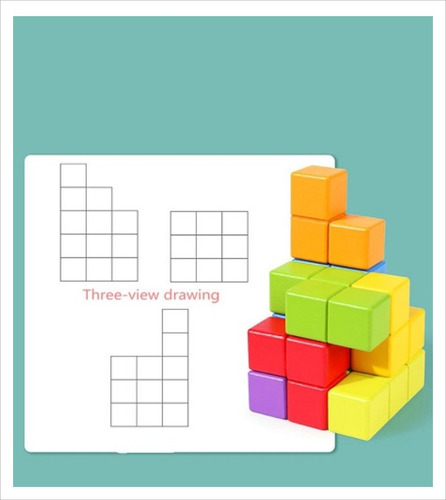 Juguete Cubo Blocks+25 Tarjetas Dobles Figuras Geometricas