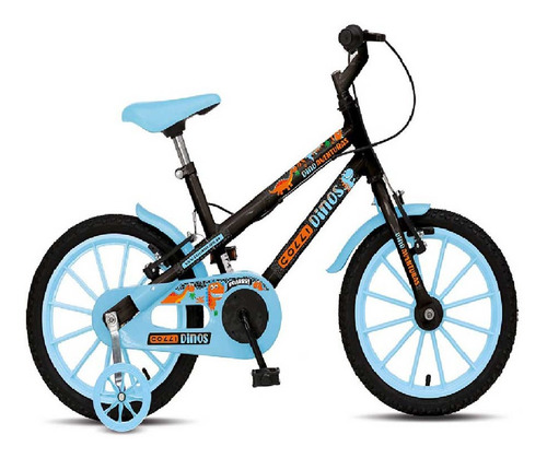 Bicicleta Colli Aro 16 Dinos Cor Preto/Azul Tamanho do quadro 13