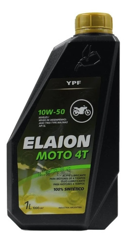 Aceite Elaion Ypf 100% Sintético  4t 10w50 1 Lt