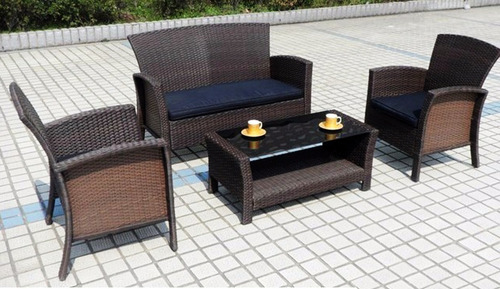 Juego De Jardín Living Sillon Sofa Mesa Ratona Simil Rattan