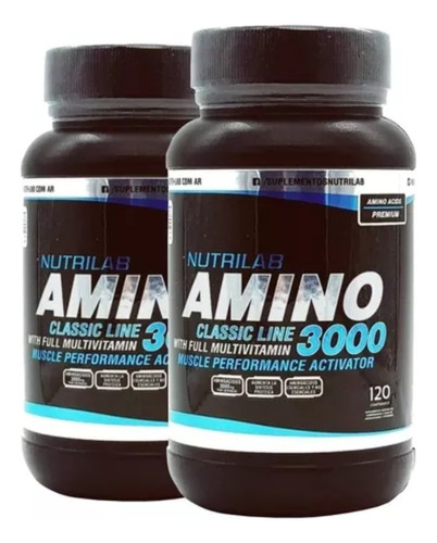 Amino 3000 2 X 1 Aminoácidos Esenciales 120 Comp Nutrilab