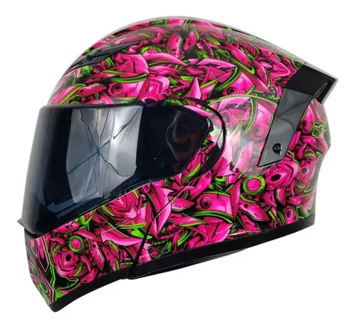 Casco Moto Rosa Mujer