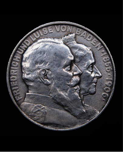 Moneda 1906 German States. Baden. Friedrich I 2 Mark Plata