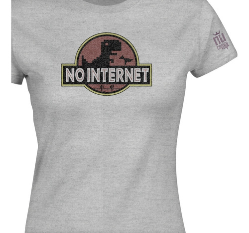 Camiseta Estampada No Internet Google Dino Dama Mujer Ikgd