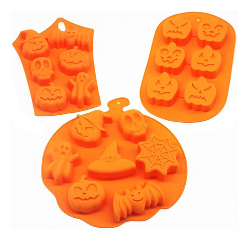 3 Pcs Silicone Halloween Ghost Pumpkin Baking Mold Set Non-s