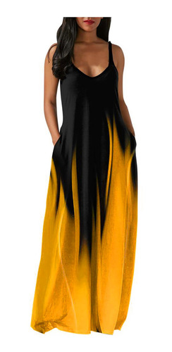 Vestido Largo Maxi Degradado Tie-dy Talla Grande Para Mujer