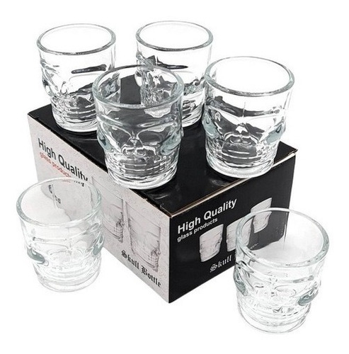 6 Copas Shot Calavera En Vidrio