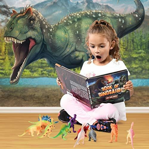 Juego 12 Figuras De Dinosaurios Animales Con Libro Ilustrado