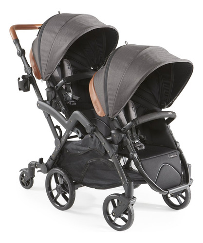 Contorns Curve V2 Double Tandem Stroller, Herringbone Negro,