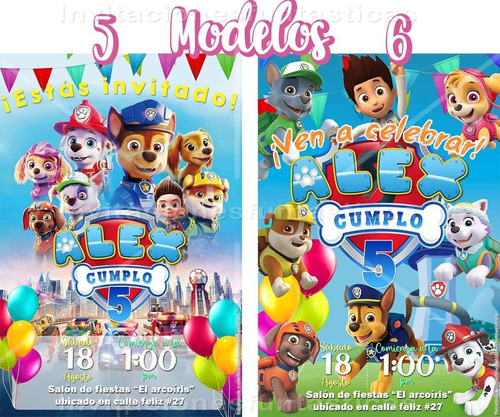 Invitación Marshall Paw Patrol Patrulla De Cachorros Fiesta