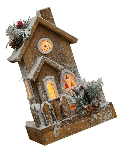 Adorno Navideño De Cabaña De Troncos Luminosa De Casa De