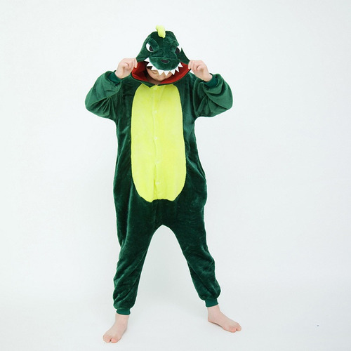 Pijama Verde Con Dibujos Animados De Dinosaurios Para Niños