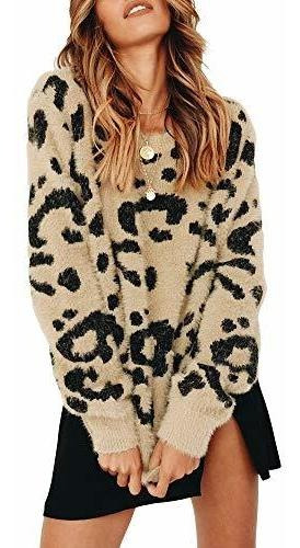 Sweater De Leopardo Suelto De Mujer