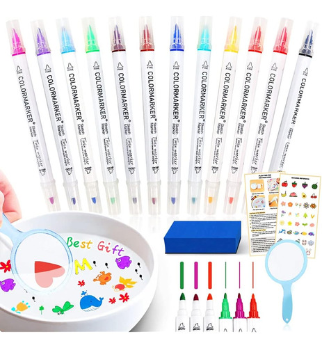 Magical Water Painting Pen-12 Colors Double Ended, Magical W