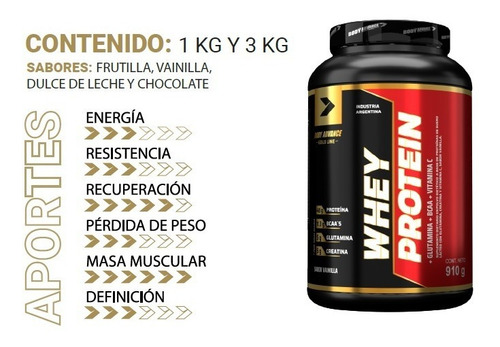 Imagen 6 de 8 de Whey Protein 3 Kg + L - Glutamina + Bcaa Powder Body Advance