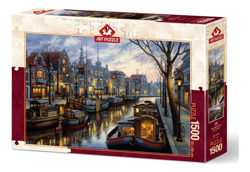 Rompecabezas Canal Iluminado Amsterdam 1500 Pz Art Puzzle