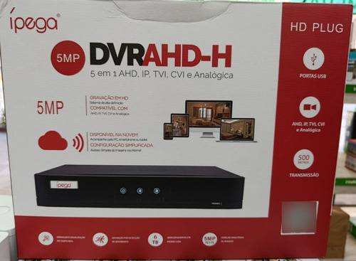 Kit Ipega Dvr 5mp C/ 04 Câm Hd+cabo+fonte+hd+conector+caixa Branco