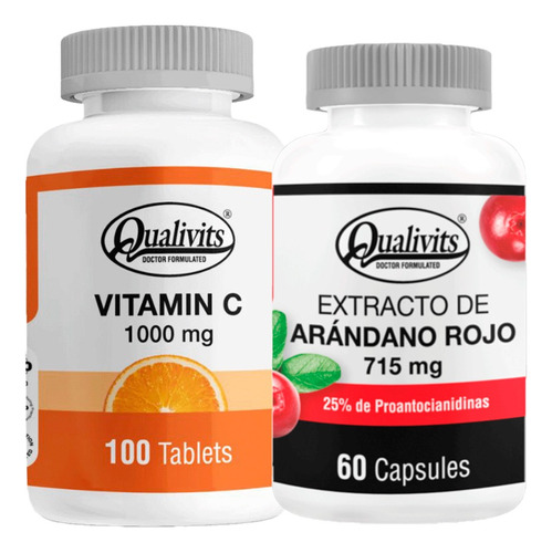 Extracto De Arándano Rojo Vitamina C 1000mg 100cap Qualivits Sabor Natural