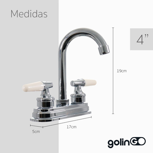 Mezcladora Lavabo Llave Grifo Baño Cromado Inoxidable 4'' Cromo