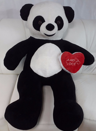 Urso Panda Grande Pelúcia Gigante 120cm + Coração Amor Love