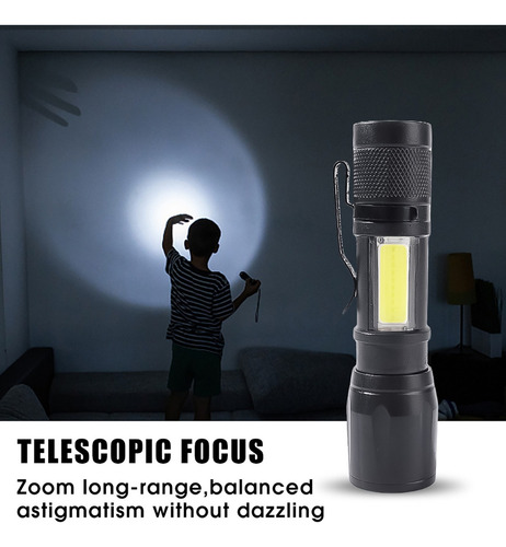 Linterna Cob Light Portátil Con Zoom Led.