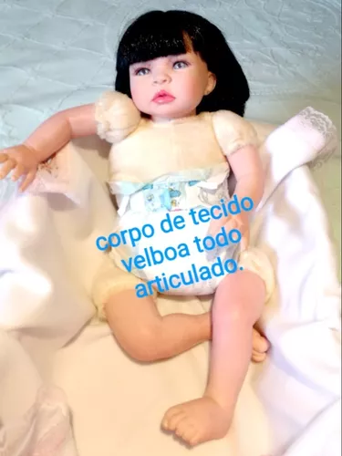 Bebê Reborn Hv01, Menina, Corpo de Pano, Enxoval de Princesa