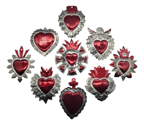 50 Corazones De Hojalata Rojos 16-17 Cm
