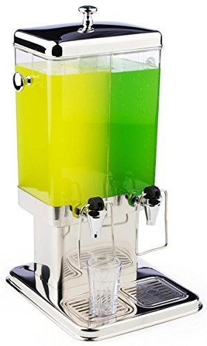 Displays2go Jugo Dispensador De Acero Inoxidable Con Doble P