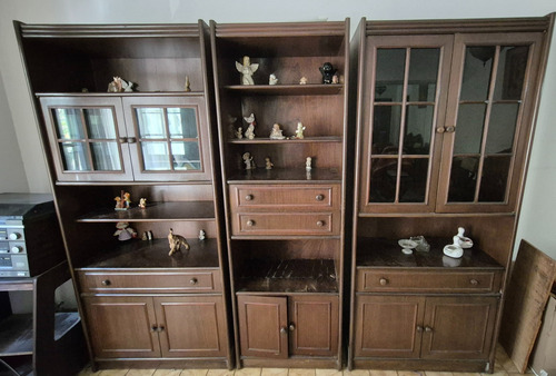 Mueble Modular De 3 Cuerpos Años 80s - Hermoso Marrón (Usado)