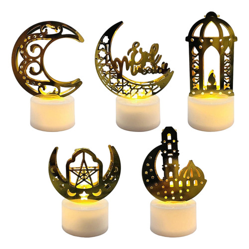 5 Peças De Ornamento De Decoração Muçulmana Led Eid Ramadan