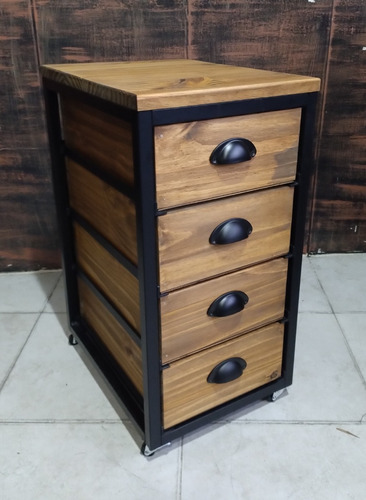 Imagen 3 de 3 de Cajonera Industrial Escritorio Pc Ruedas Movil Hierro 30x40