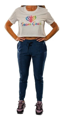 Pantalon Team Gear  Lifestyle Mujer Pro Azul Melange Cli