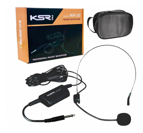 Microfone Headset Com Fio Ksr Pro Kh20 Tipo Leson Auricular Cor Preto