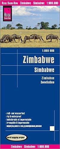 Zimbabue, Mapa Impermeable De Carreteras. Escala 1:800.000 I