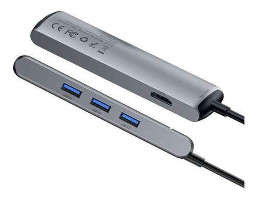 Imagen 5 de 10 de Hub Adaptador Hdmi / Usb 3.0 / Red Rj45/ Usb-c / Baseus Caba