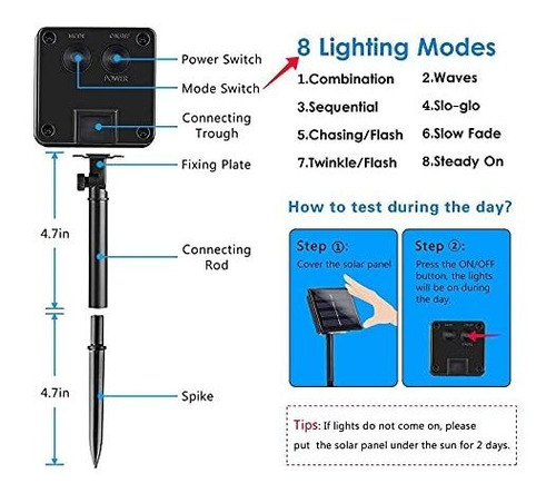 Cadena De Luces Solares Led Impermeable Bombilla Color Azul