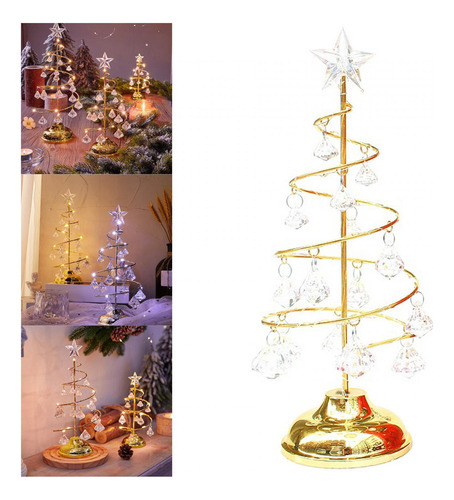 Lámpara De Árbol De Navidad Con Led Y Colgante De Cristal,