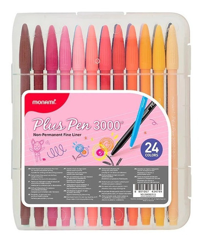 Set De 24 Marcadores Monami Plus Pen 3000