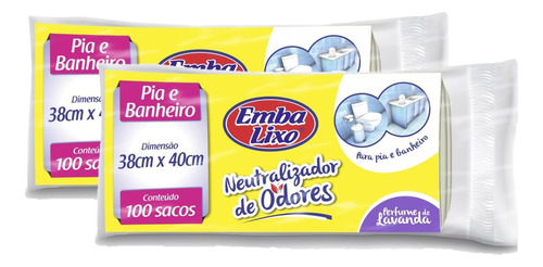 Saco De Lixo Banheiro Pia Perfumado Lavanda Kit 200 Unidades Cor Branco