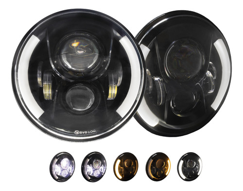 2 Faro Hiper Led Redondo 7 Pulgadas Ojo Blanco Y Ambar Jeep