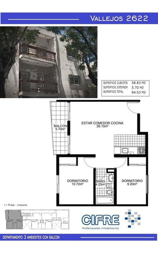 Ph A Estrenar De 2 Ambientes En Planta Baja Lateral Con Patio.