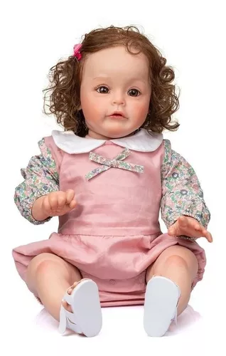 Bebê Boneca Reborn Menina Em Tecido Realista Original 60cm