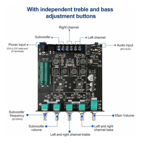 Bluetooth Subwoofer Audio Board 50w 100w With Treble And