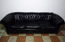 Comprar Sillón 3 Cuerpos De Cuero Vacuno Color Negro Chesterfield 
